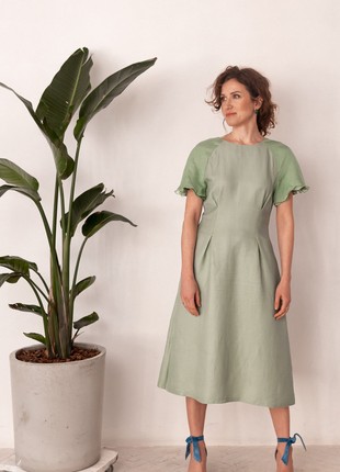 Linen dress with silk sleeves4 photo