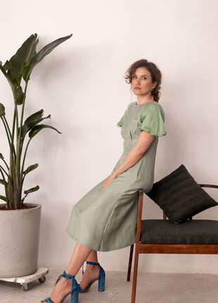 Linen dress with silk sleeves2 photo