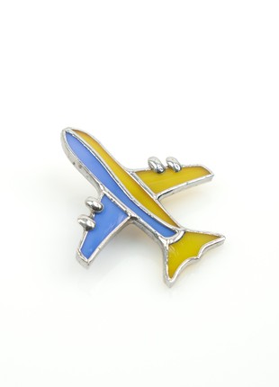 Ukrainian airplane stained glass brooch3 photo