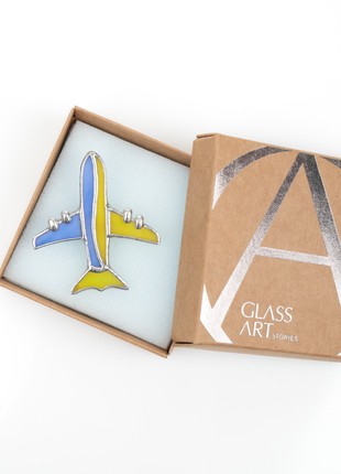 Ukrainian airplane stained glass brooch5 photo