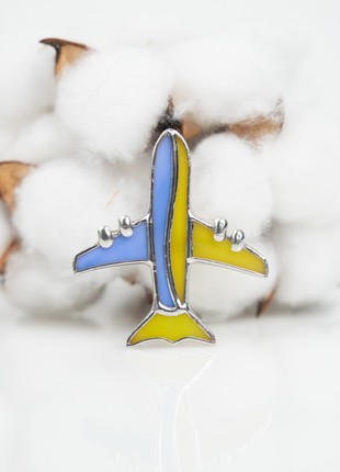 Ukrainian airplane stained glass brooch4 photo