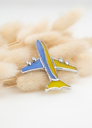 Ukrainian airplane stained glass brooch6 photo