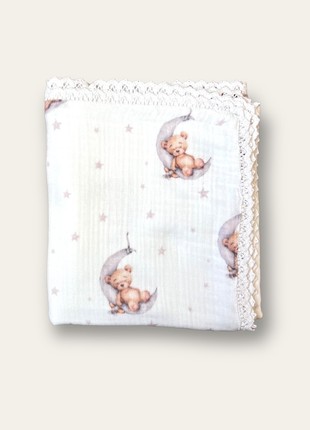 Muslin Baby Blanket with Lace from momma&kids brand1 photo