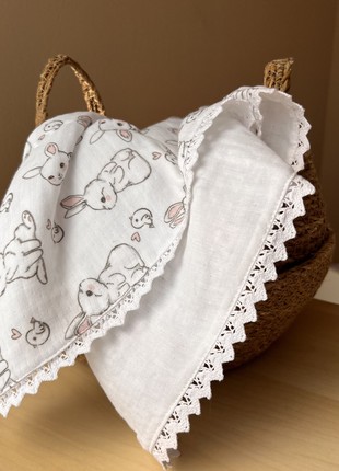 Muslin Baby Blanket with Lace from momma&kids brand2 photo