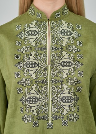 Rubatka «Rampage» khaki with embroidery (linen)5 photo