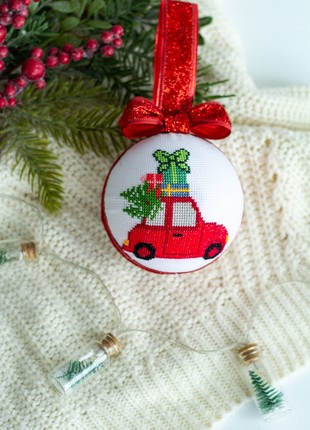 Christmas ball ornament "Car with Christmas tree"3 photo