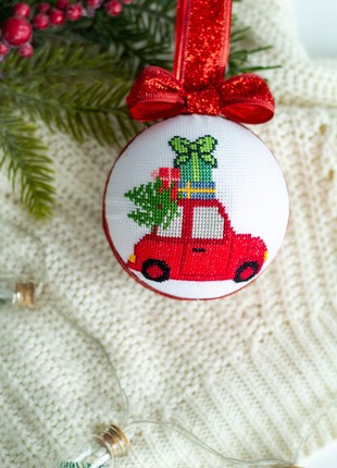 Christmas ball ornament "Car with Christmas tree"5 photo