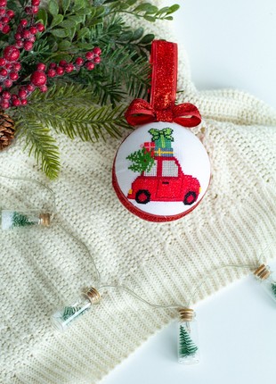 Christmas ball ornament "Car with Christmas tree"10 photo