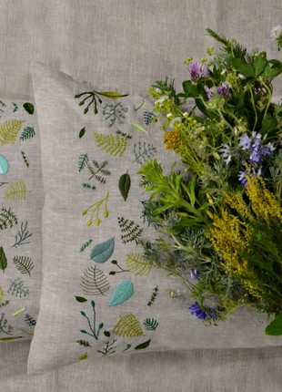 Linen Pillow Case With Handmade Embroidery
