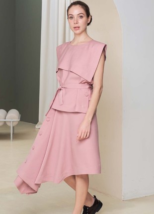 Top with yoke and belt and midi skirt3 photo
