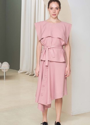 Top with yoke and belt and midi skirt2 photo