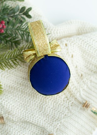 Christmas ball with Ukrainian ornament in blue-yellow color9 photo