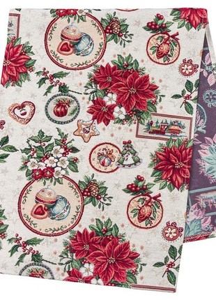 Christmas tapestry table runner  37x100 cm. (14x39 in) with gold lurex6 photo