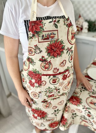 Tapestry kitchen apron with Christmas print2 photo