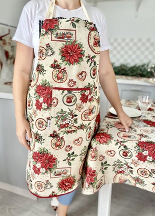 Tapestry kitchen apron with Christmas print1 photo