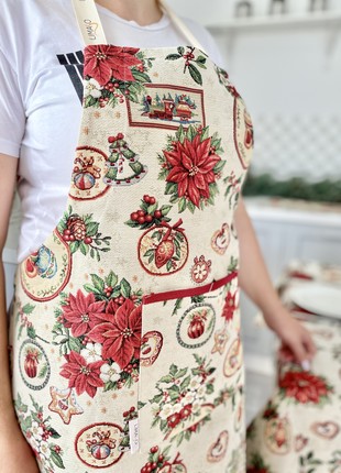 Tapestry kitchen apron with Christmas print3 photo