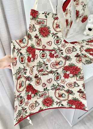 Tapestry kitchen apron with Christmas print4 photo