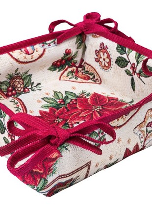 Christmas basket for sweets and cookies . Tapestry bread basket.4 photo