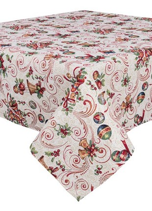 Christmas tapestry tablecloth  137 x 240 cm. festive tablecloth with gold lurex6 photo