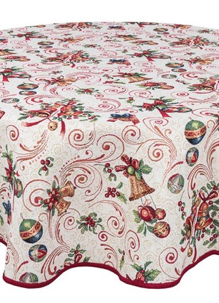 Christmas tapestry tablecloth for round table ø140 cm (55 in), with gold lurex6 photo