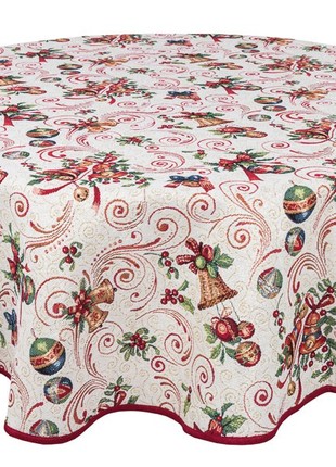 Christmas tapestry tablecloth for round table ø180 cm (70 in), with gold lurex6 photo