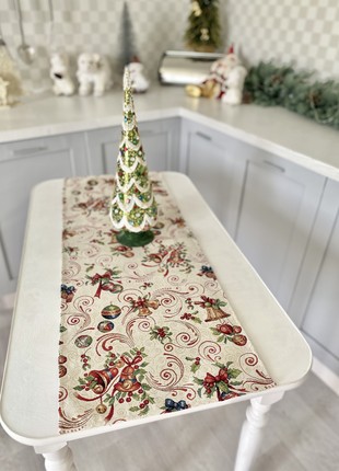 Christmas tapestry table runner  45x140 cm. (17x55 in) with gold lurex1 photo