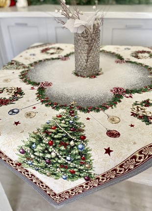 Christmas tapestry tablecloth  98 x 98 cm. (39x39 in) festive tablecloth1 photo