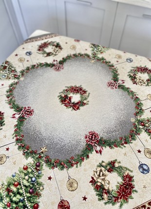 Christmas tapestry tablecloth  98 x 98 cm. (39x39 in) festive tablecloth4 photo