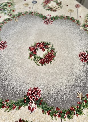 Christmas tapestry tablecloth  98 x 98 cm. (39x39 in) festive tablecloth5 photo