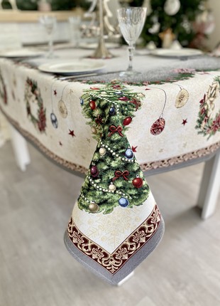 Christmas tapestry tablecloth 54x86 in (137 x 220 cm.) festive tablecloth2 photo