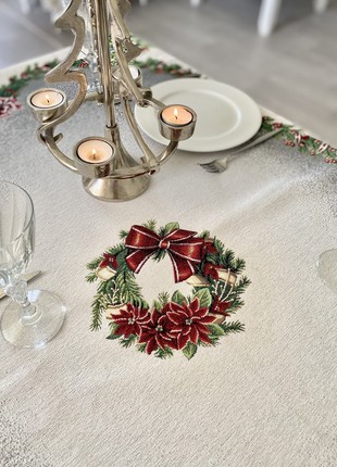 Christmas tapestry tablecloth 54x86 in (137 x 220 cm.) festive tablecloth6 photo