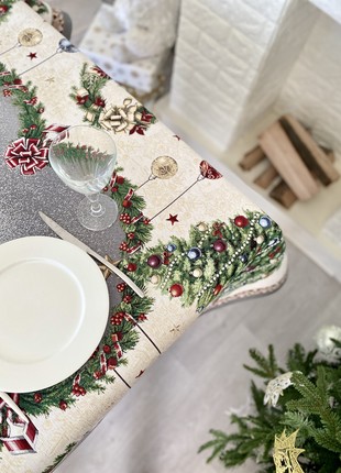 Christmas tapestry tablecloth 54x94 in (137 x 240 cm.) festive tablecloth5 photo
