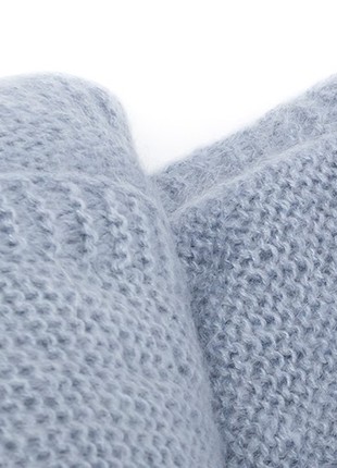 Hand-knitted mohair Plaid, dove-blue 180x200 cm2 photo