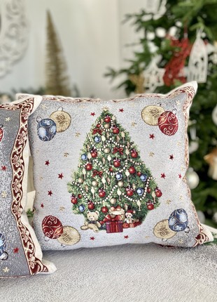 Christmas decorative tapestry pillowcase 18x18 in (45*45 cm.) one-sided