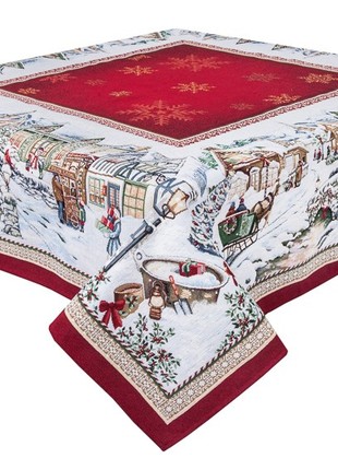 Christmas tapestry tablecloth 54x86 in (137 x 220 cm.) festive tablecloth7 photo
