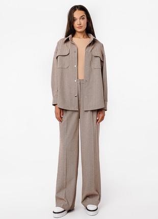 TROUSERS WIDE-LEG STRAIGHT WOOL CARAMEL
