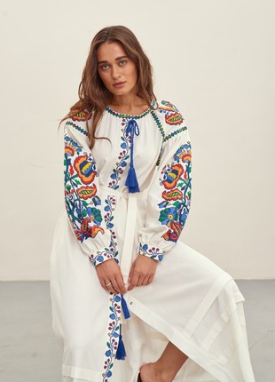 100% Linen Dress - Vyshyvanka - with Real Embroidery - Modern Designed Women's Ukrainian National Dress4 photo