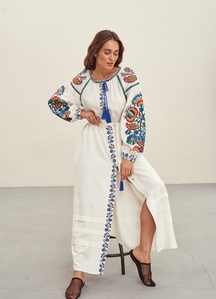 100% Linen Dress - Vyshyvanka - with Real Embroidery - Modern Designed Women's Ukrainian National Dress3 photo