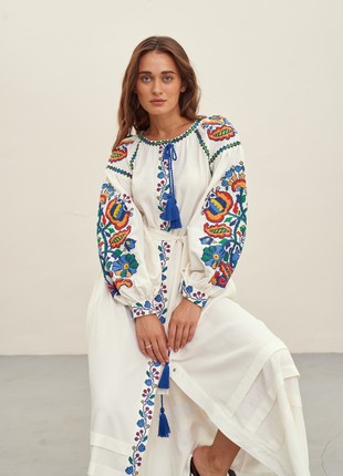 100% Linen Dress - Vyshyvanka - with Real Embroidery - Modern Designed Women's Ukrainian National Dress5 photo