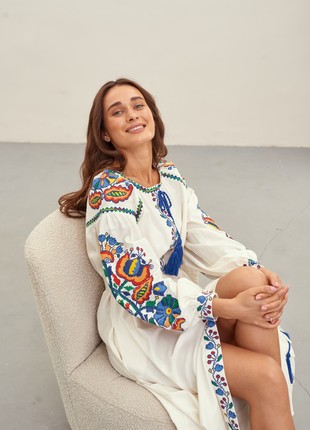 100% Linen Dress - Vyshyvanka - with Real Embroidery - Modern Designed Women's Ukrainian National Dress6 photo