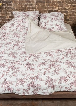 RED Rose linen bed linen set. EURO