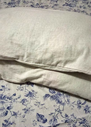 BLUE Rose linen bed linen set. EURO3 photo