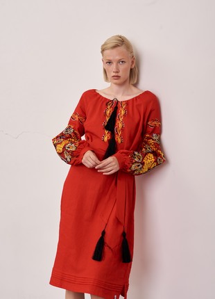 Embroidered dress in Ukrainian style MEREZHKA "Petrakovka"1 photo