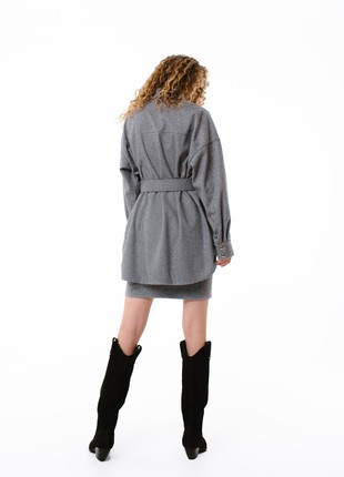 BLACK OVERSIZED WOOL SHIRT WITH BELT2 photo