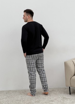 Men's COZY Flannel Home Pajamas (Pants+Longsleeve) Gray Cell F900P+L022 photo