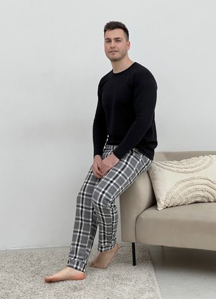 Men's COZY Flannel Home Pajamas (Pants+Longsleeve) Gray Cell F900P+L025 photo