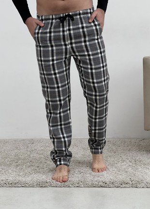 Men's COZY Flannel Home Pajamas (Pants+Longsleeve) Gray Cell F900P+L027 photo