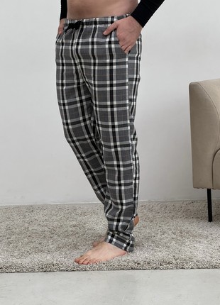 Men's COZY Flannel Home Pajamas (Pants+Longsleeve) Gray Cell F900P+L029 photo