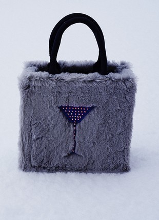 ARNO bag made of eco-fur, decorated with acrylic and Swarovski crystals