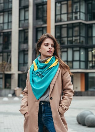 Stylish scarf double-sided scarf ,,,Ukrainian color,,  with original clasp, unisex9 photo